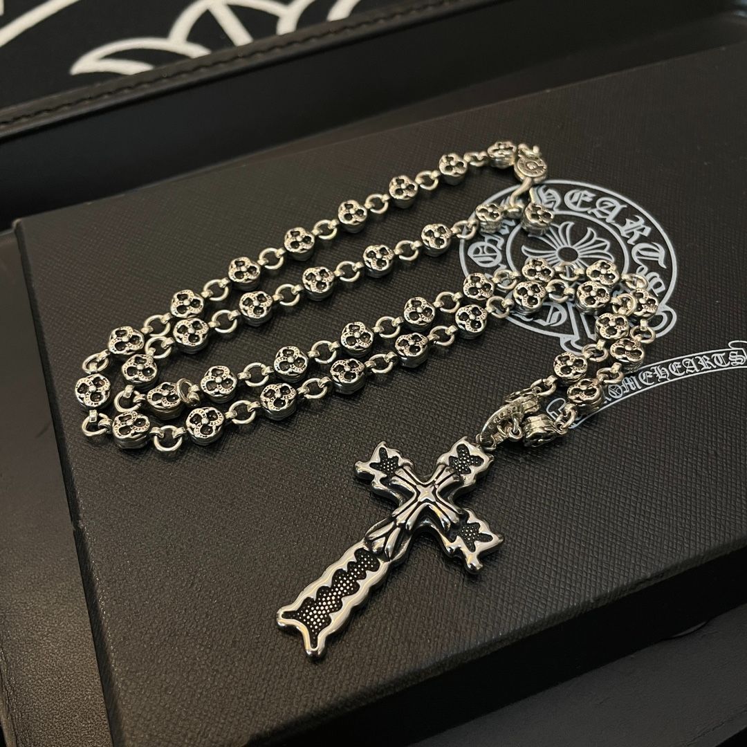 【新品未使用】Chrome Hearts（クロムハーツ）スカルクロスペンダントネックレス