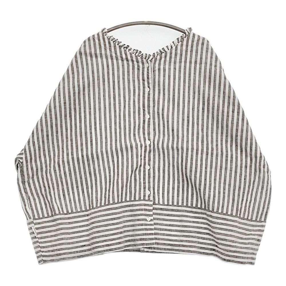 nest Robe UpcycleLino ストライププチフリル2 wayシャツ 定価24200円 ブラウス 24 SS ホワイト ブラック レディース ネストローブ 5-0926 S