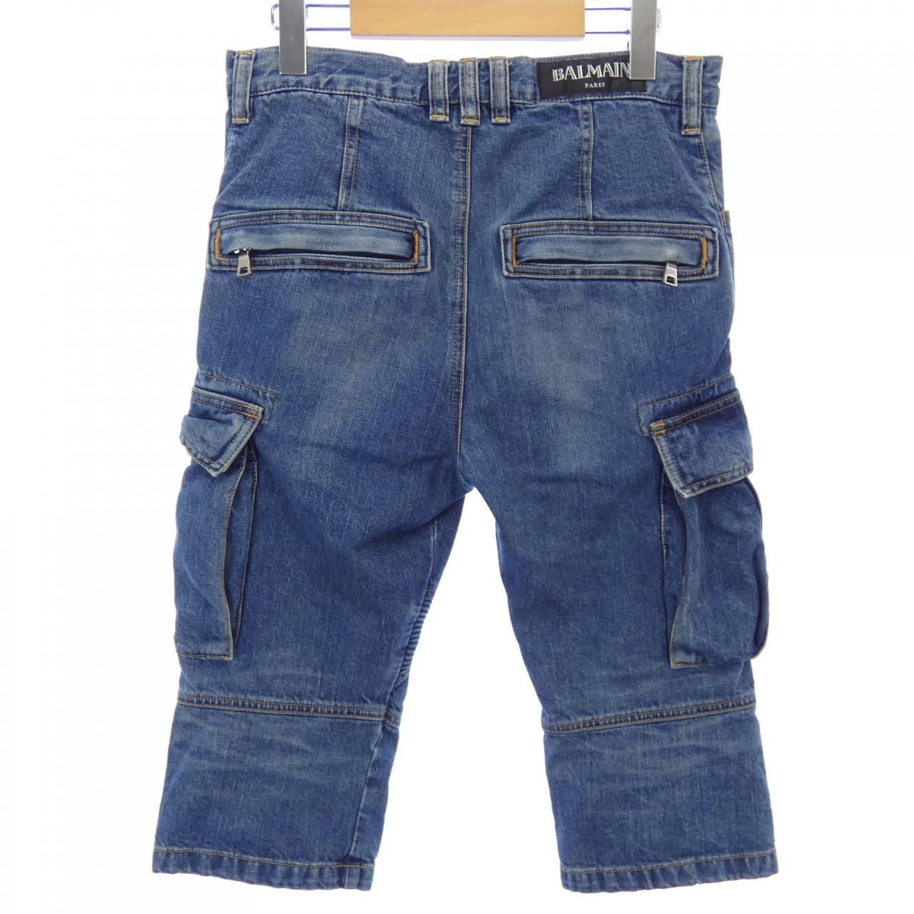 BALMAIN バイカーデニム 蛇腹 バルマン 蛇腹 クラッシュ加工 BALMAIN バイカーデニム 蛇腹 バルマン 蛇腹 クラッシュ加工