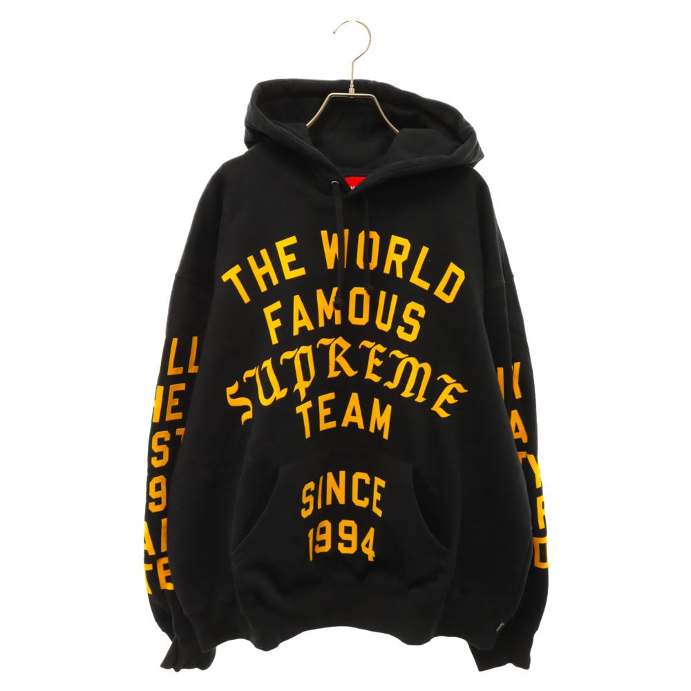 SUPREME (シュプリーム) 23SS Team Flocked Hooded Sweatshirt チームフロックプルオーバースウェットパーカー  ブラック - メルカリ