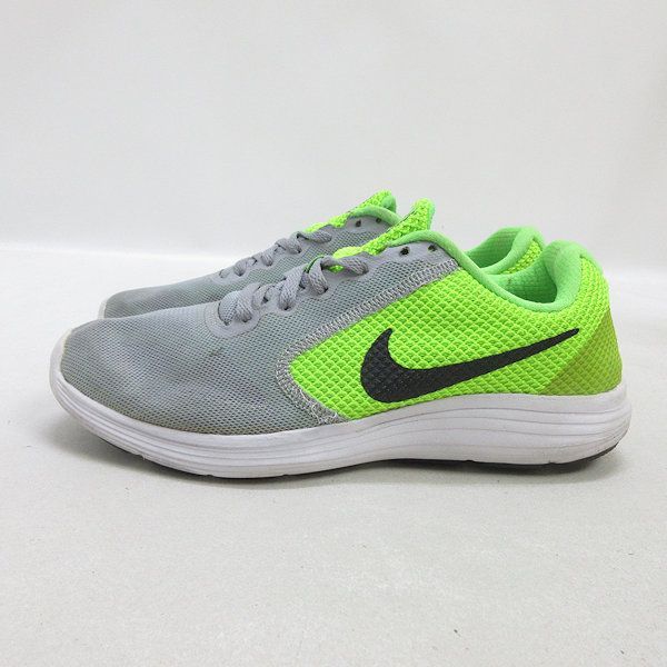 y【25.5cm】ナイキ/NIKE レボリューション3 ランニングシューズ蛍光グリーンMENS/28【中古】
