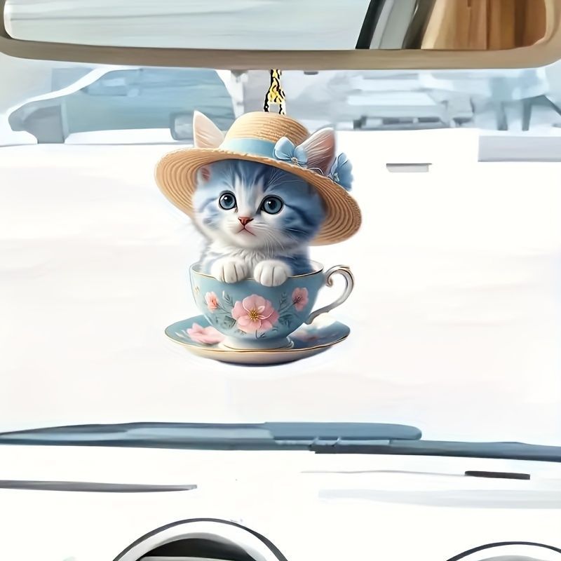 猫キャラクター キーホルダー 氷カップ キーホルダー 猫 刺繍 ワッペン ネコ ネコ柄 アニマル チャーム