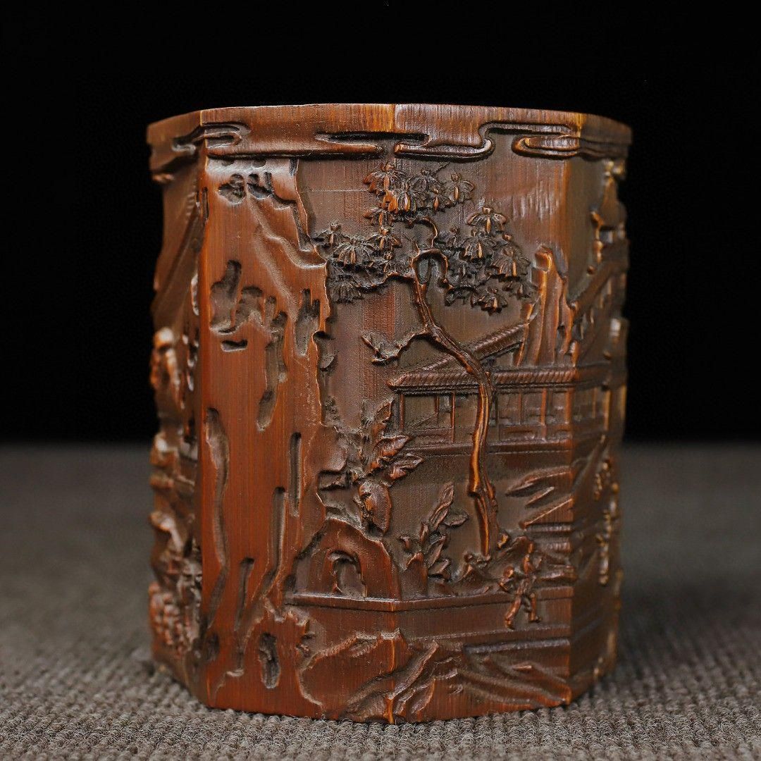 竹 彫刻 十八羅漢筆箱 書道具 文房具 現代工芸品 美術品 置物 竹 彫刻 十八羅漢 筆箱 置物 - メルカリ