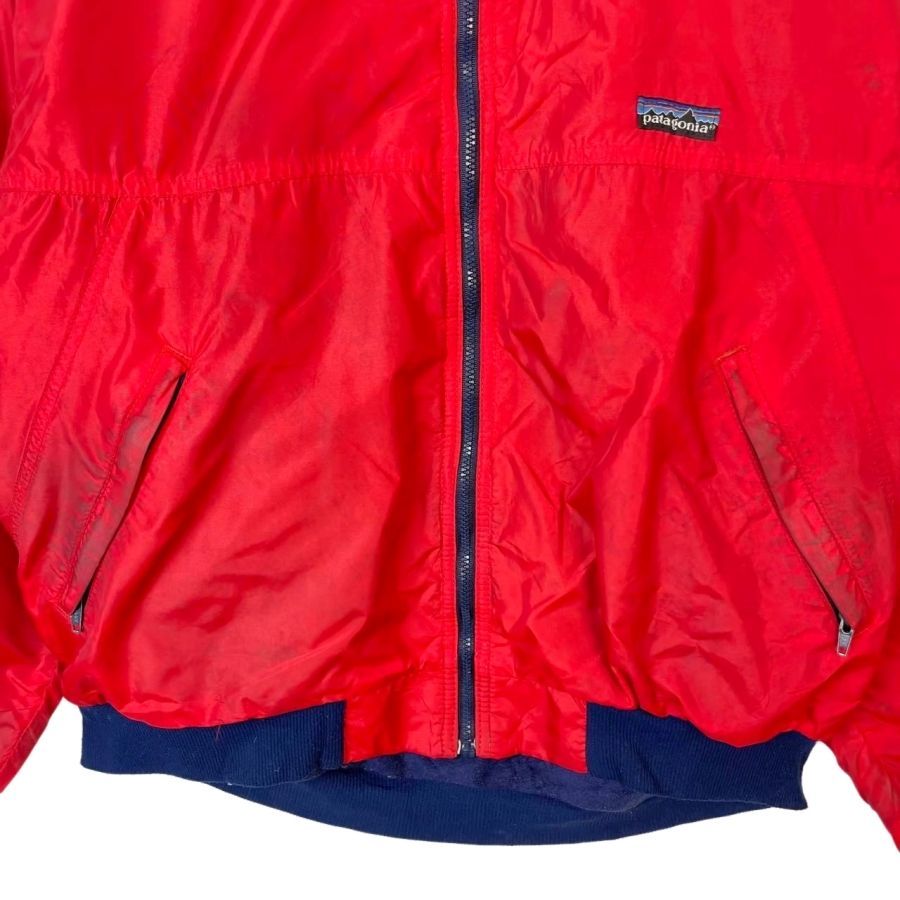 80s90sパタゴニアPatagoniaシェルドシンチラナイロンジャケットブルゾン裏地フリースロゴタグワンポイント三角タグ赤レッド紺ネイビーアウトドアスポーツ