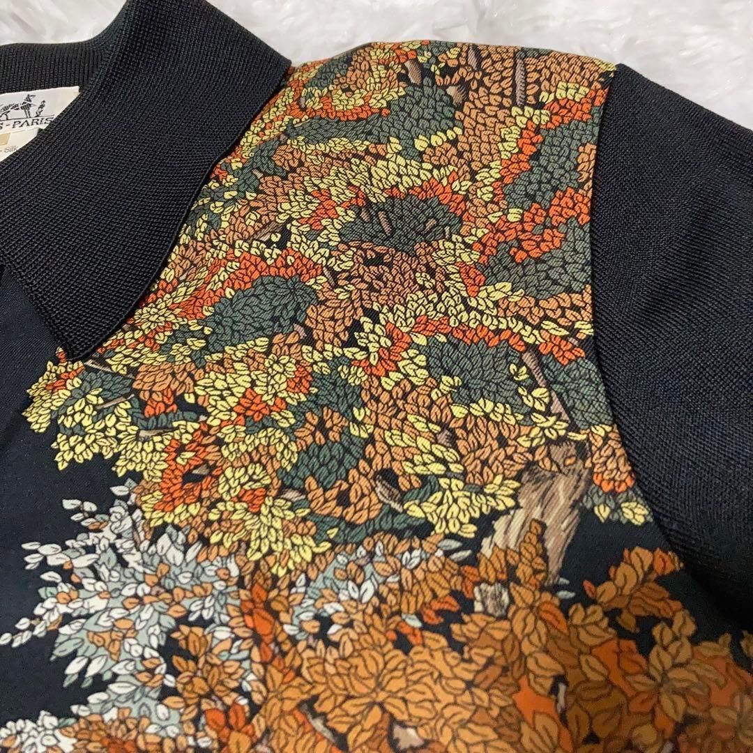 極美品】HERMES エルメス カーディガン シルク ロゴ 金ボタン 36