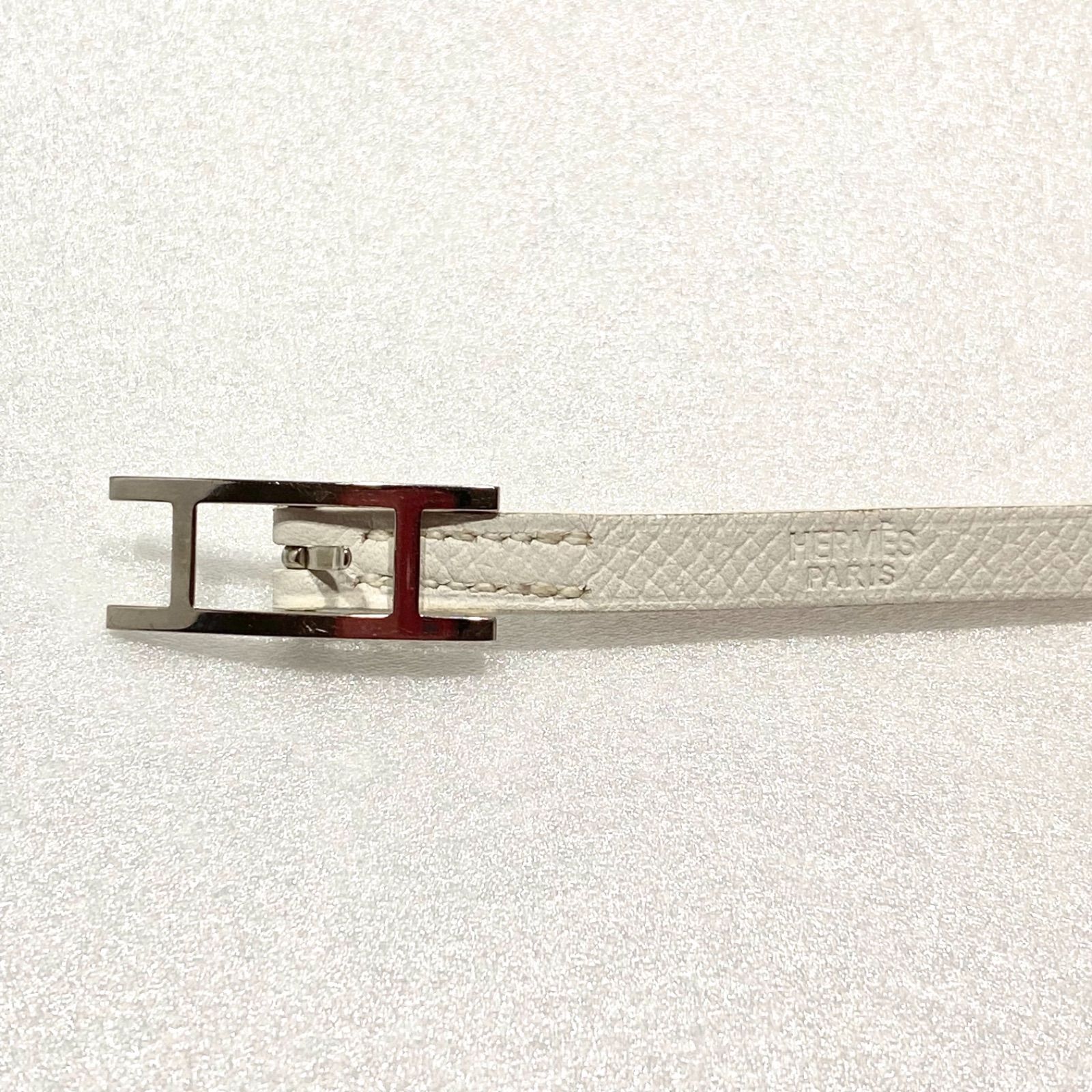 HERMES エルメス アピ3 ロング ブレスレット レザー ホワイト 白 