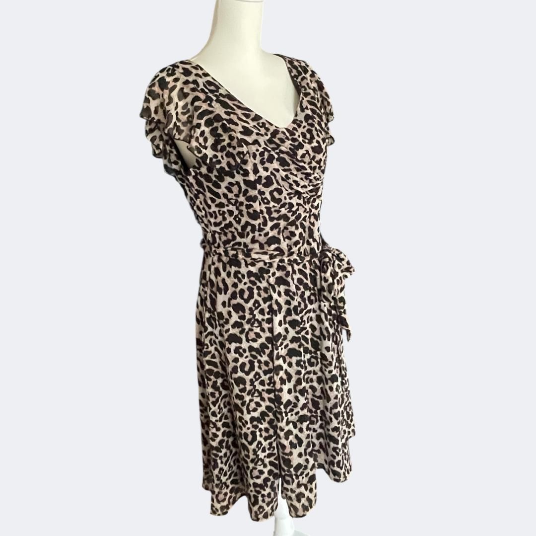 秋冬レオパード柄ブラウンアニマル カシュクールフ