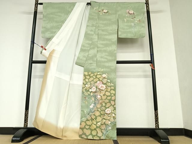 平和屋着物○訪問着 絞り 枝花文 正絹 逸品 AABA0172zg