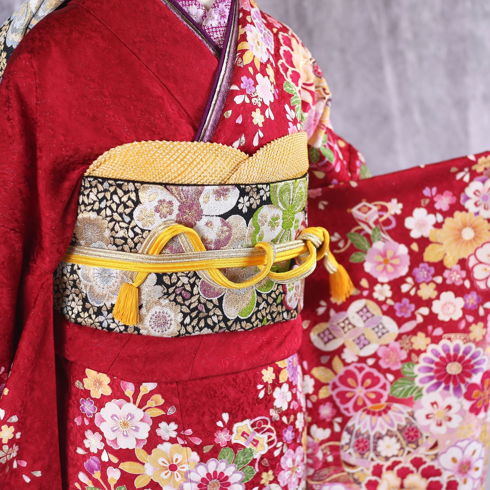 振袖フルセット 振袖セット 振袖 Lサイズ 赤×新古典 美品 成人式
