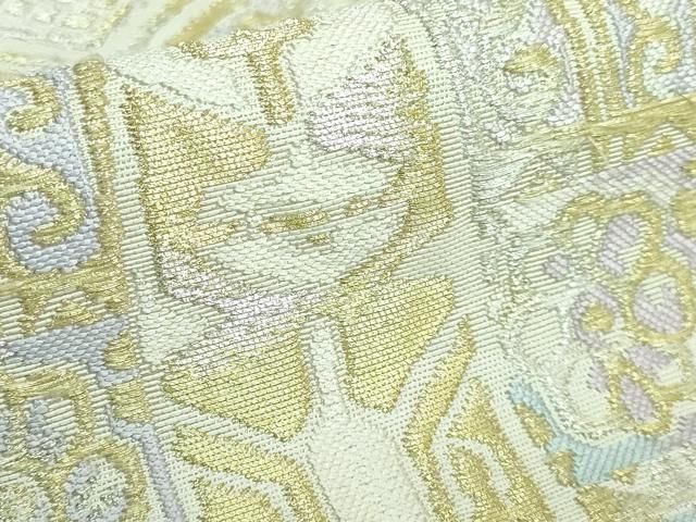 平和屋本店□極上 三代目 龍村光峯 太鼓柄 本袋帯 高貴文 金銀糸 逸品  