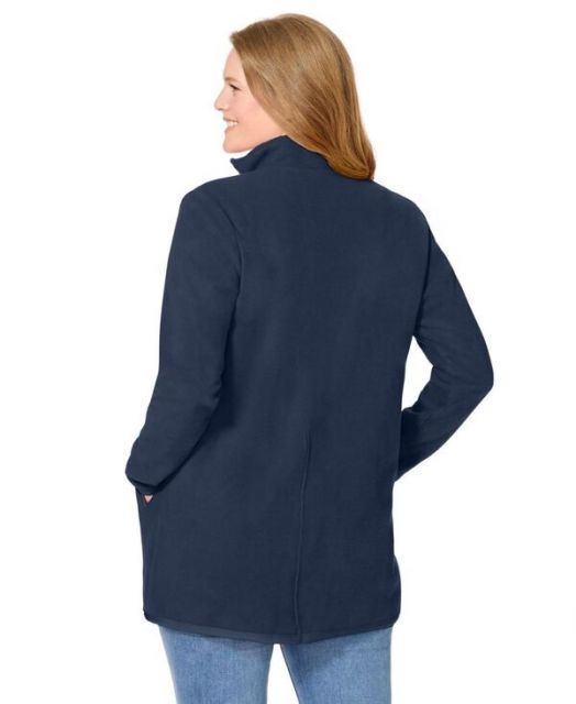 ウーマン ウィズイン レディース ジャケット ブルゾン アウター Women s Plus Size Zip-Front Microfleece Jacket Navy