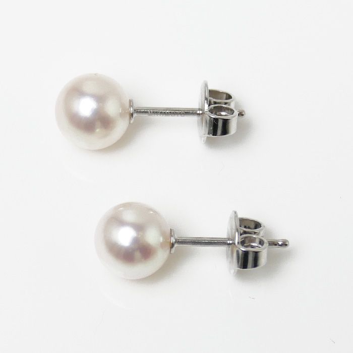 MIKIMOTO ミキモト K18WG ホワイトゴールド ピアス パール約7mm 1.9g レディース 中古 美品