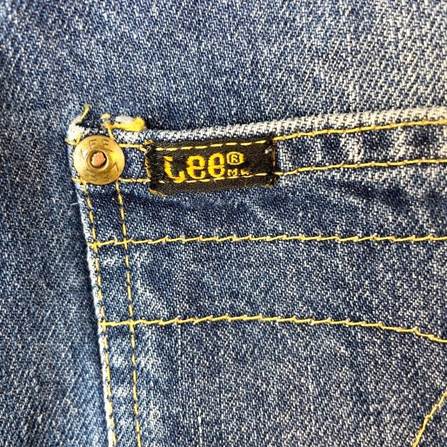 70s80sリーLeeデニムパンツウォッシュドデニム青ブルーコインポケット