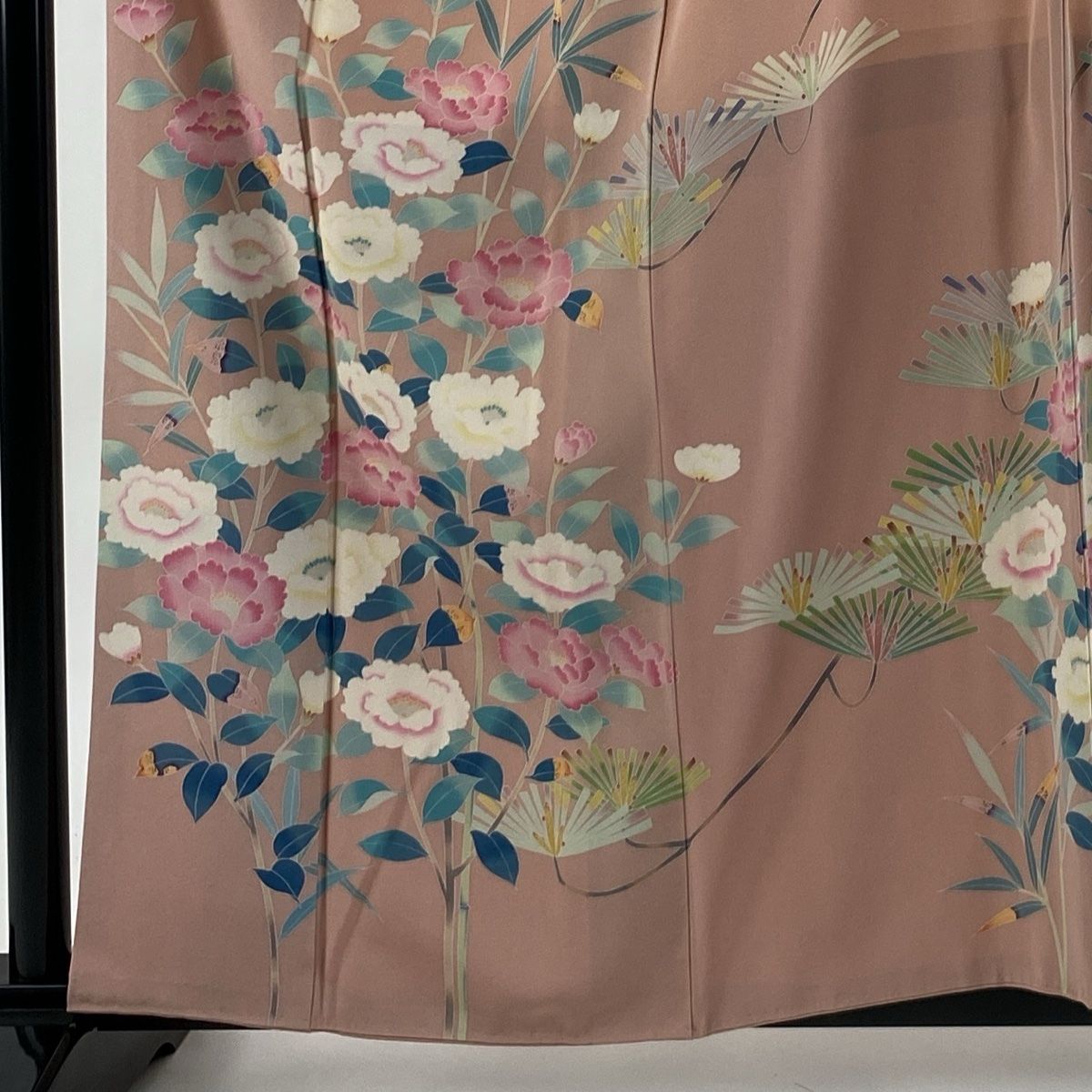 訪問着 身丈160.5cm 裄丈67cm M 袷 落款 枝花 若松 ピンク 正絹
