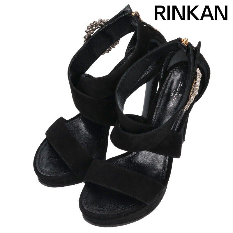 ルイヴィトン ホライズン ライン LVビジュー装飾スエードサンダル レディース 37