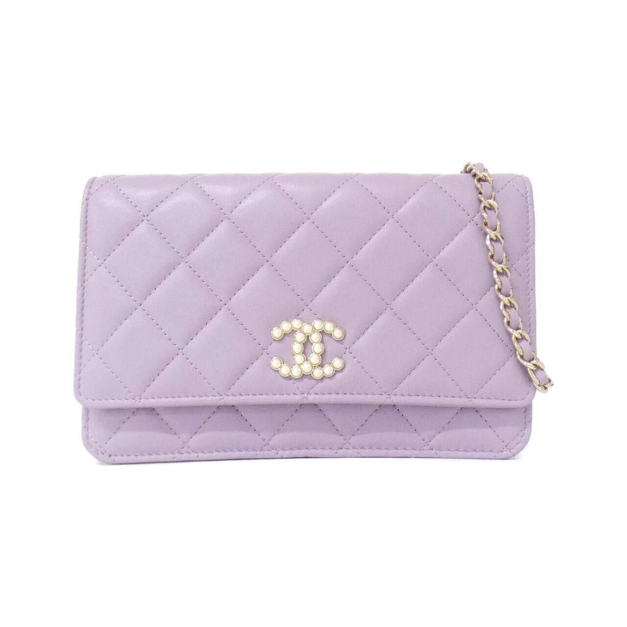 【CHANEL】チェーンウォレット チェーンウォレット - シャイニー カーフスキン 、ブラック