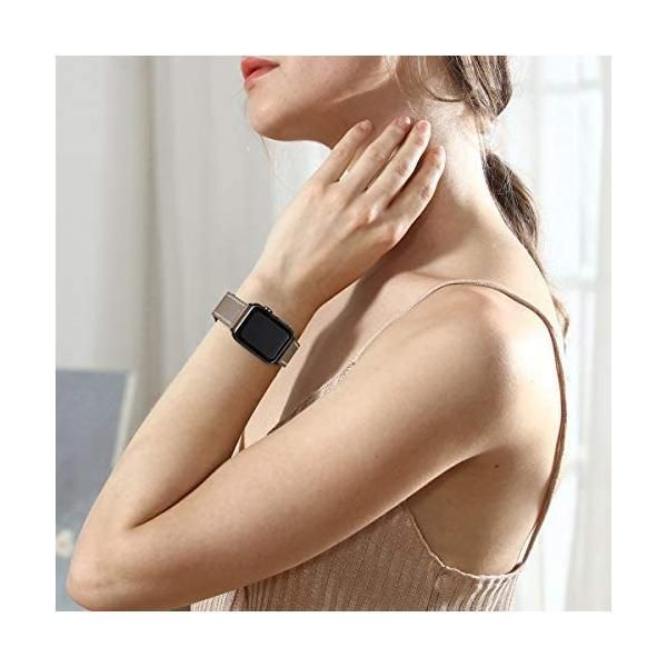 LOVLEOP バンド コンパチブル Apple Watch バンド 42mm 44mm (キャメルブラウン バ 42mm 44mm)