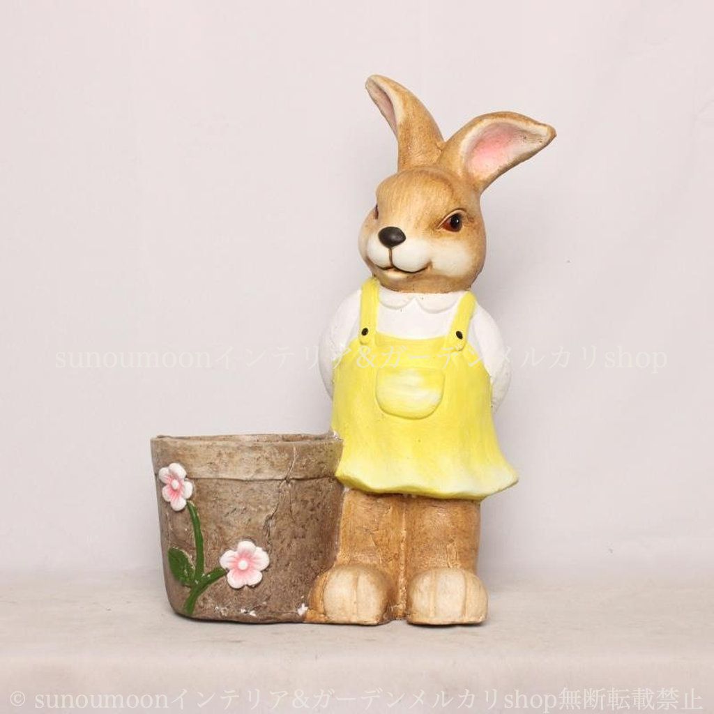 アニマル 雑貨 ガーデン雑貨 プランター お洒落 ガーデン かわいい おしゃれ 植木鉢 ラビット 黄色 庭の装飾 鉢植え うさぎ イエロー 庭 ガーデンインテリア 8-14 寄せ植え インテリア ガーデニング