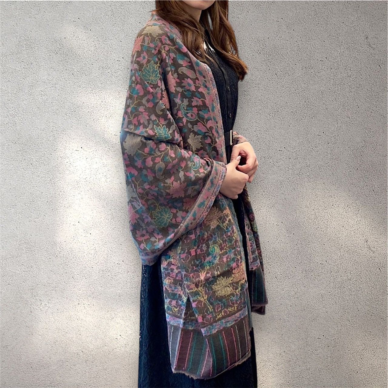カシミヤショール ジャガード織