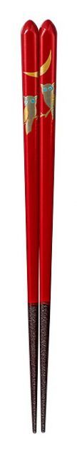 お箸 月とふくろう 1膳 20.5cm 越前蒔絵 天然木 漆 一双