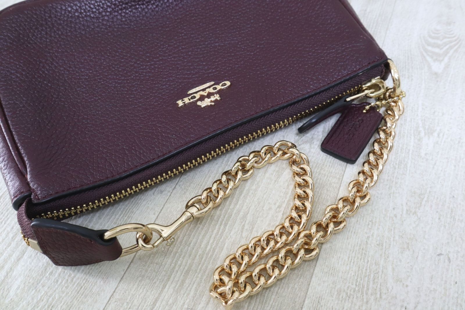 コーチ アクセサリーポーチ　オールドコーチ ボルドー 美品】オールドコーチ アクセサリーポーチ ステッチ ボルドー