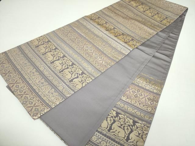 平和屋着物●六通柄京袋帯　名物裂花文　花兎　金糸　正絹　逸品　DAAX4889ps 平和屋着物○六通柄京袋帯 名物裂花文 花兎 金糸 正絹 逸品 DAAX4889ps