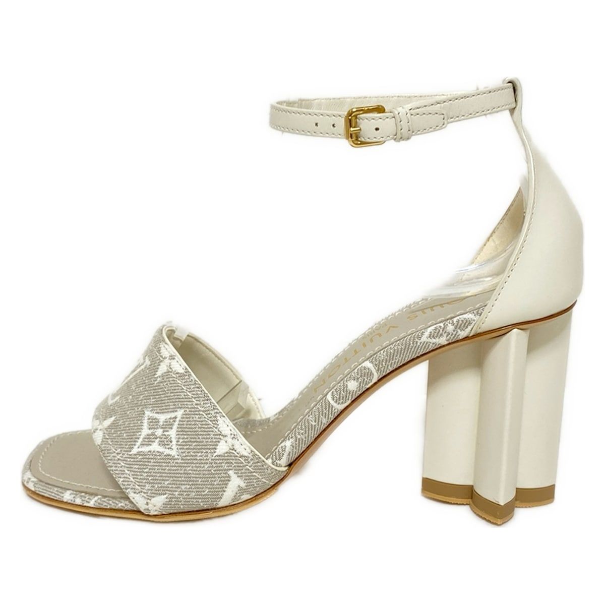 ルイヴィトン サンダル 36 レディース シルエット ライン サンダル グレー×アイボリー モノグラム|アウトソール張替済 レザー