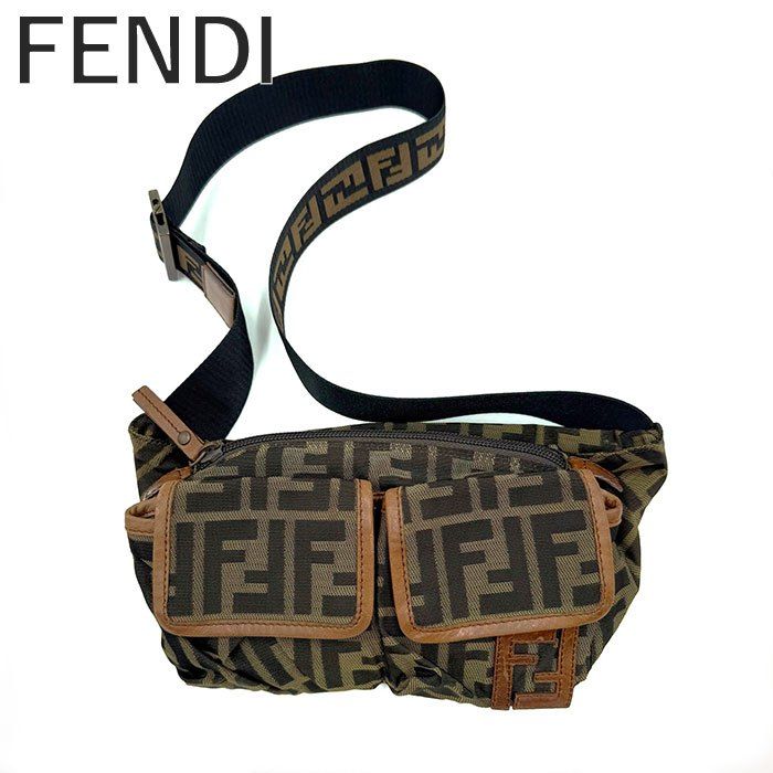 フェンディ FENDI ボディバッグ ズッカ柄 ロゴ <!-利用不可文字-!>ミニサイズ カジュアル カーキ系