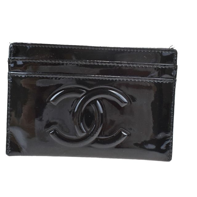 【中古】 シャネル(Chanel) CCロゴ パテントレザー カードケース ブラック 01FB539