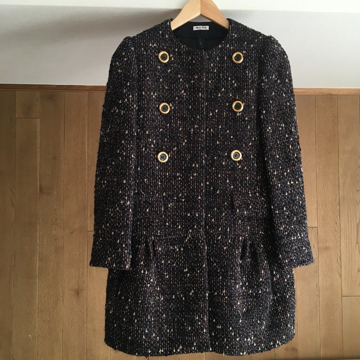 美品 miu miu ミュウミュウ ノーカラー ツイード コート36 - メルカリ