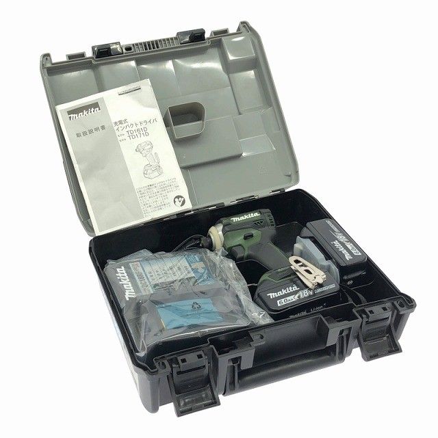 色 makita マキタ 18V 充電式インパクトドライバ TD171DGXAG グリーン バッテリ2個 6.0Ah 充電器 ケース116772