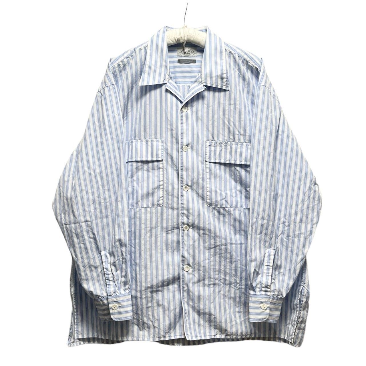 Marvine Pontiak Shirt Makers マービンポンティアックシャツメイカーズ Open Collar SH  ストライプオーバーサイズオープンカラーシャツ MPSM-1903S