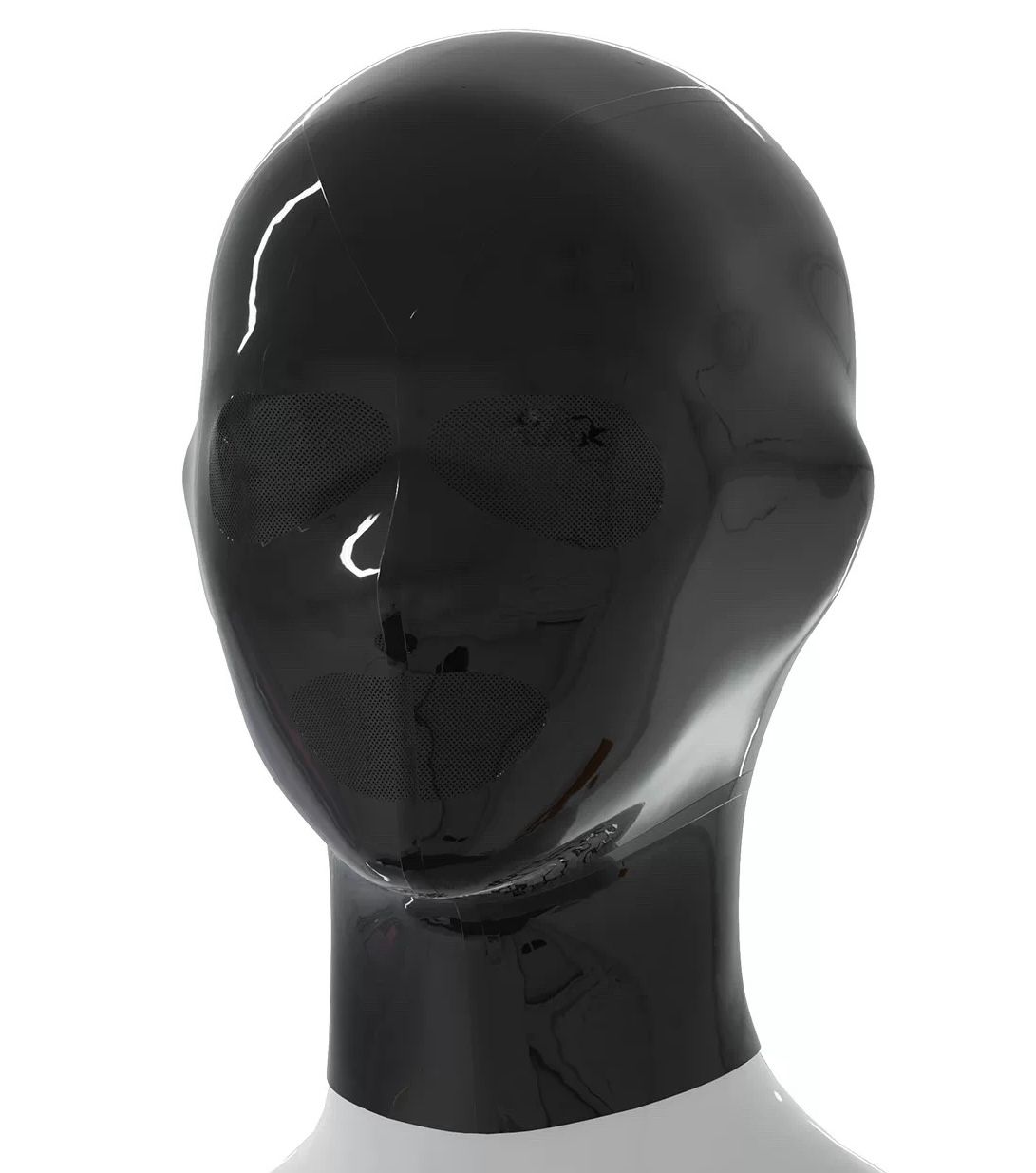 ラテックス製 レーザーマイクロホール全頭ラバーマスク 立体 黑 M L