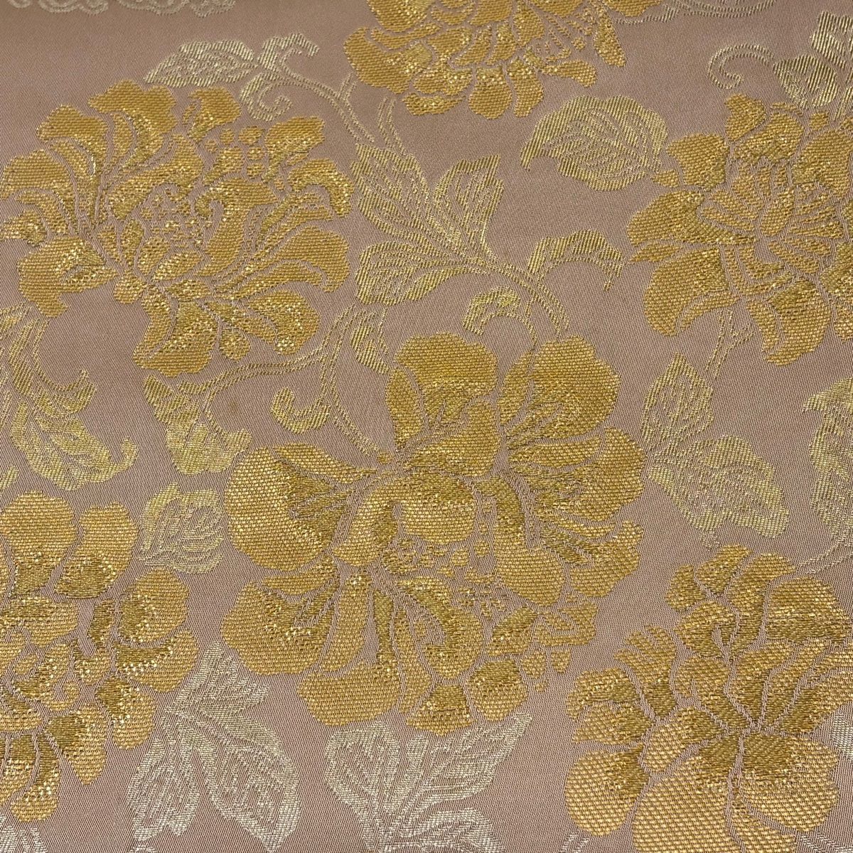 袋帯 美品 秀品 扇子 草花 金糸 箔 金色 お太鼓柄 正絹 【中古