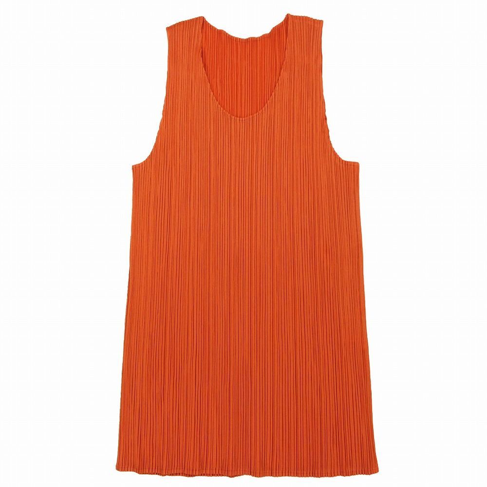 極美品 プリーツプリーズ ノースリーブカットソー 4 オレンジ PLEATS PLEASE ISSEY MIYAKE - PLEATS PLEASE プリーツプリーズ