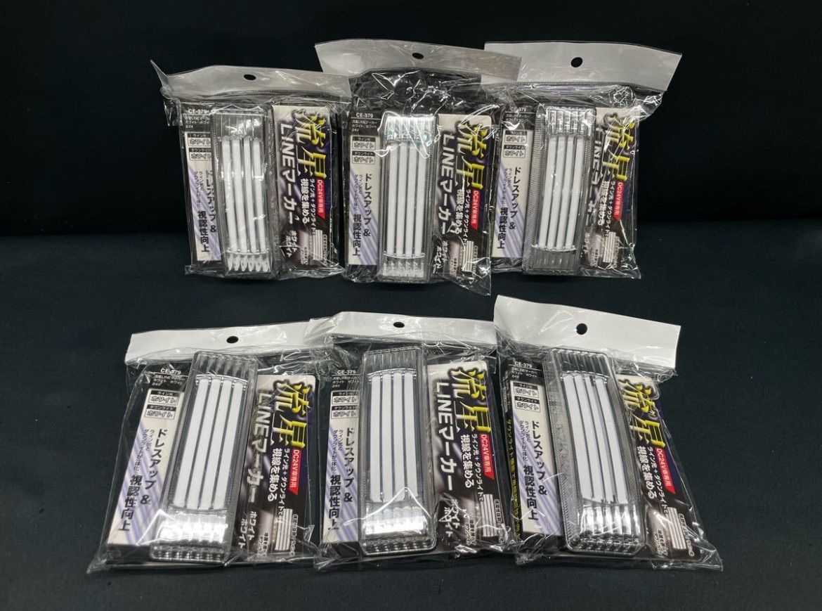 CE-379 6個　流星 LINEマーカー ホワイト/ホワイト 24V　レトロ　デコトラ　アート トラックショップASC　ヤック　車高灯　サイドマーカー　トラックショップASC