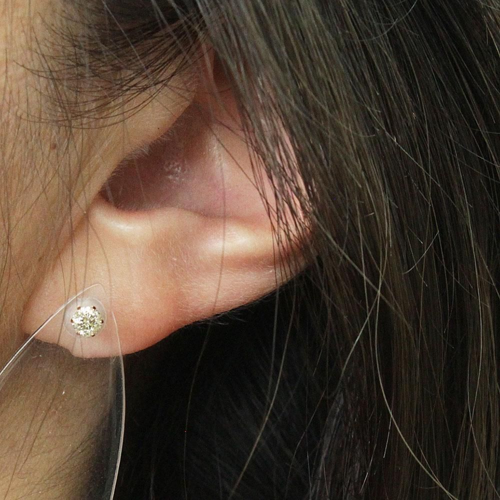 オシャレ人気 0.4ct ダイヤモンド K18 pg 一粒 6本爪 ピアス 鑑別 