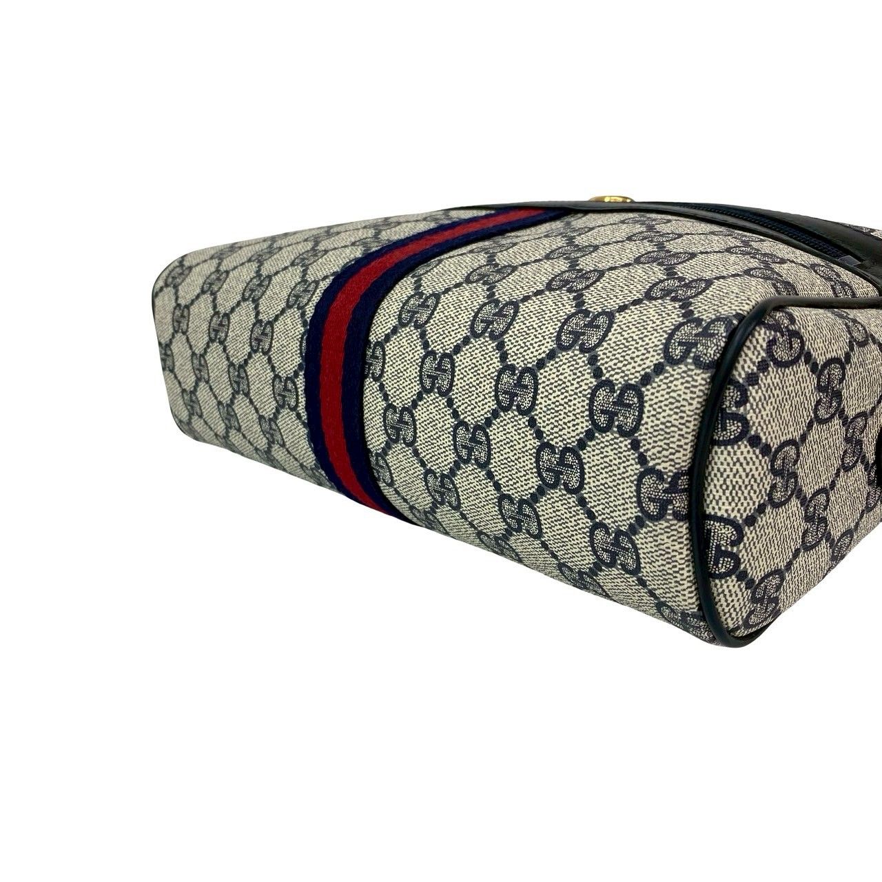 GUCCI オールドグッチ　ヴィンテージ　GG ラウンド　ケース　ネイビー GUCCI 極 美品 箱付き グッチ オールドグッチ ヴィンテージ GG