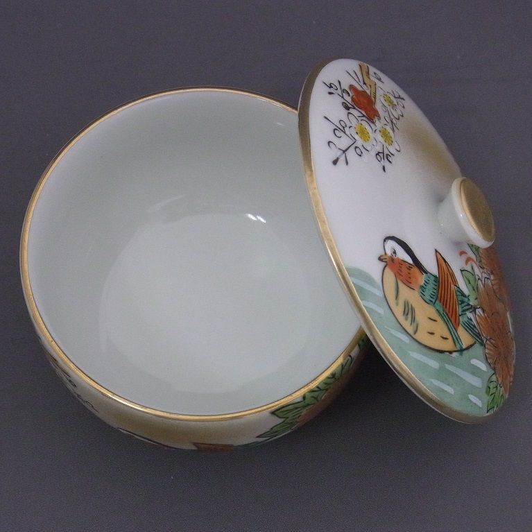 高峰作 九谷焼 蓋付茶器揃 おしどり WWW_IBETON_RU