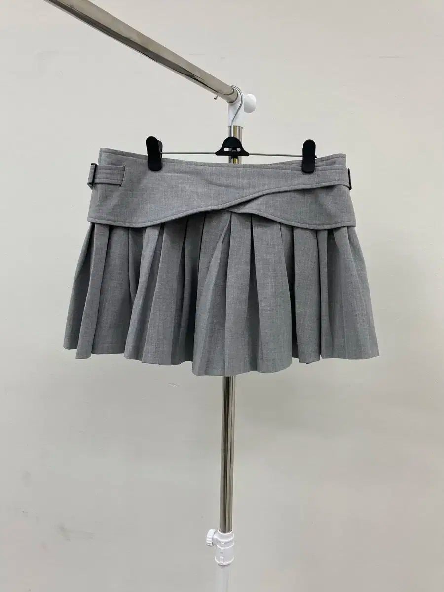 モロッコ人 ヴィンテージ グレー プリーツ ローライズ レイヤード ラップスカート スカート ミニスカート