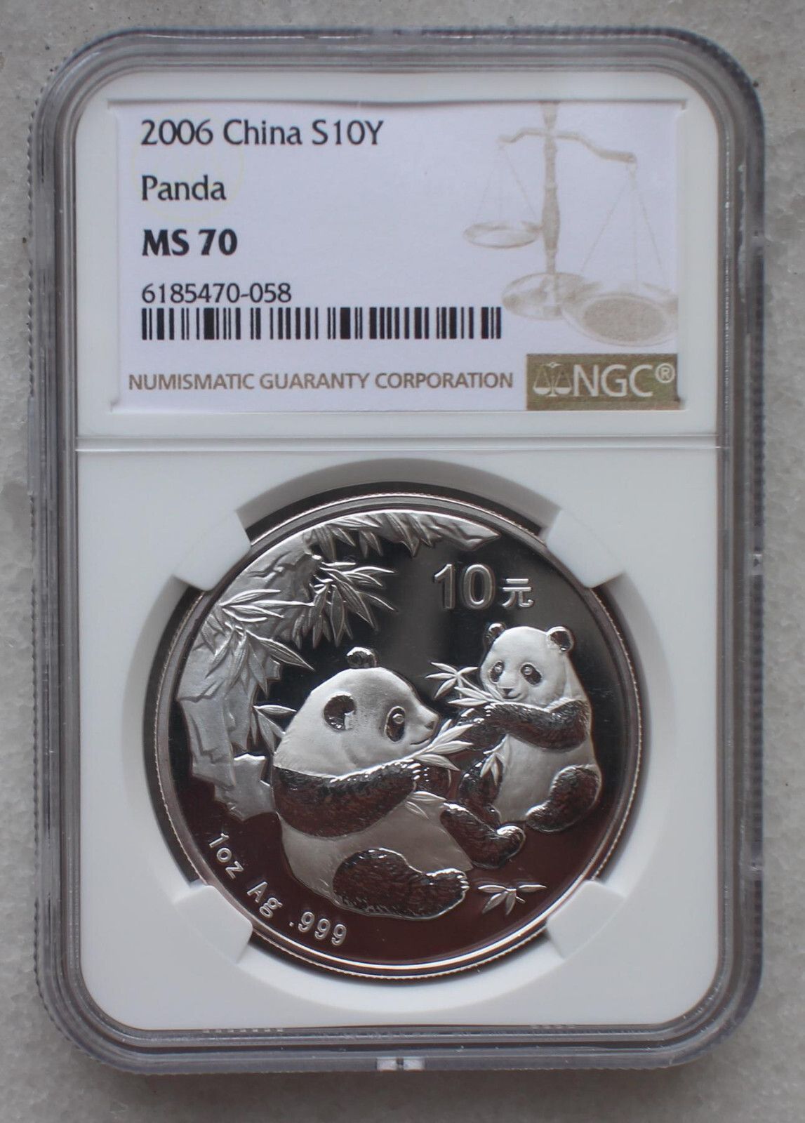 NGC MS70 China 2006 1oz Silver Regular Panda Coin