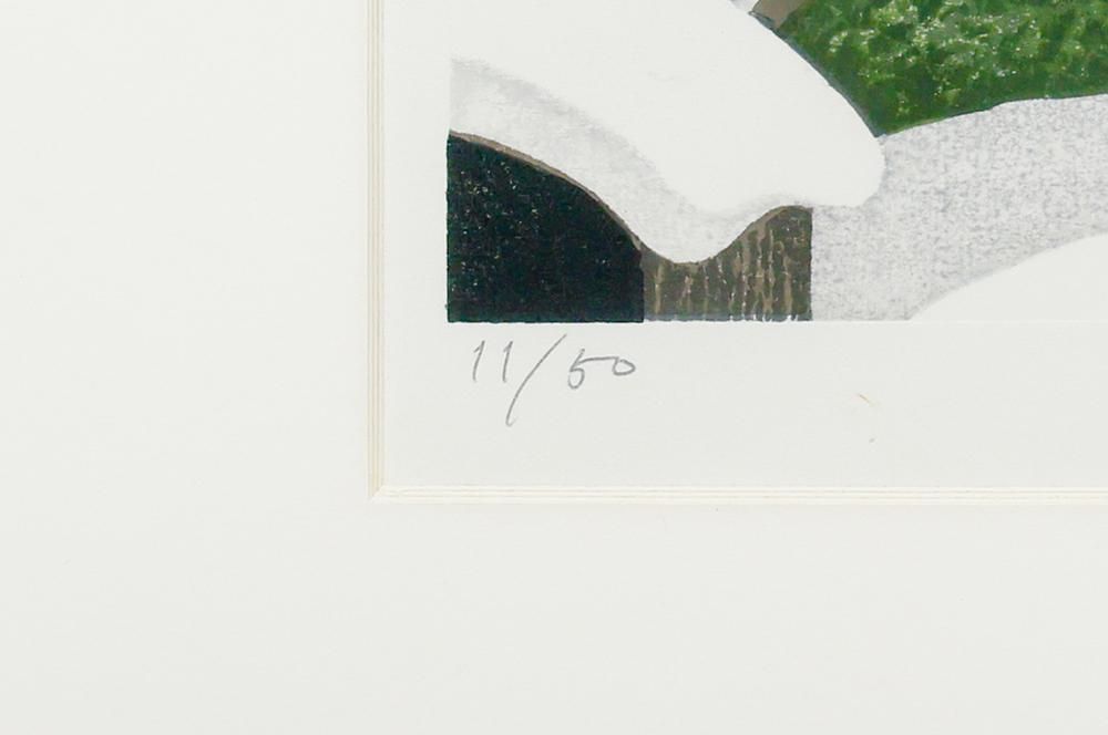 輪王寺冬日　仙台　1974 廣長威彦作　版画 輪王寺冬日 仙台 1974 廣長威彦作 版画