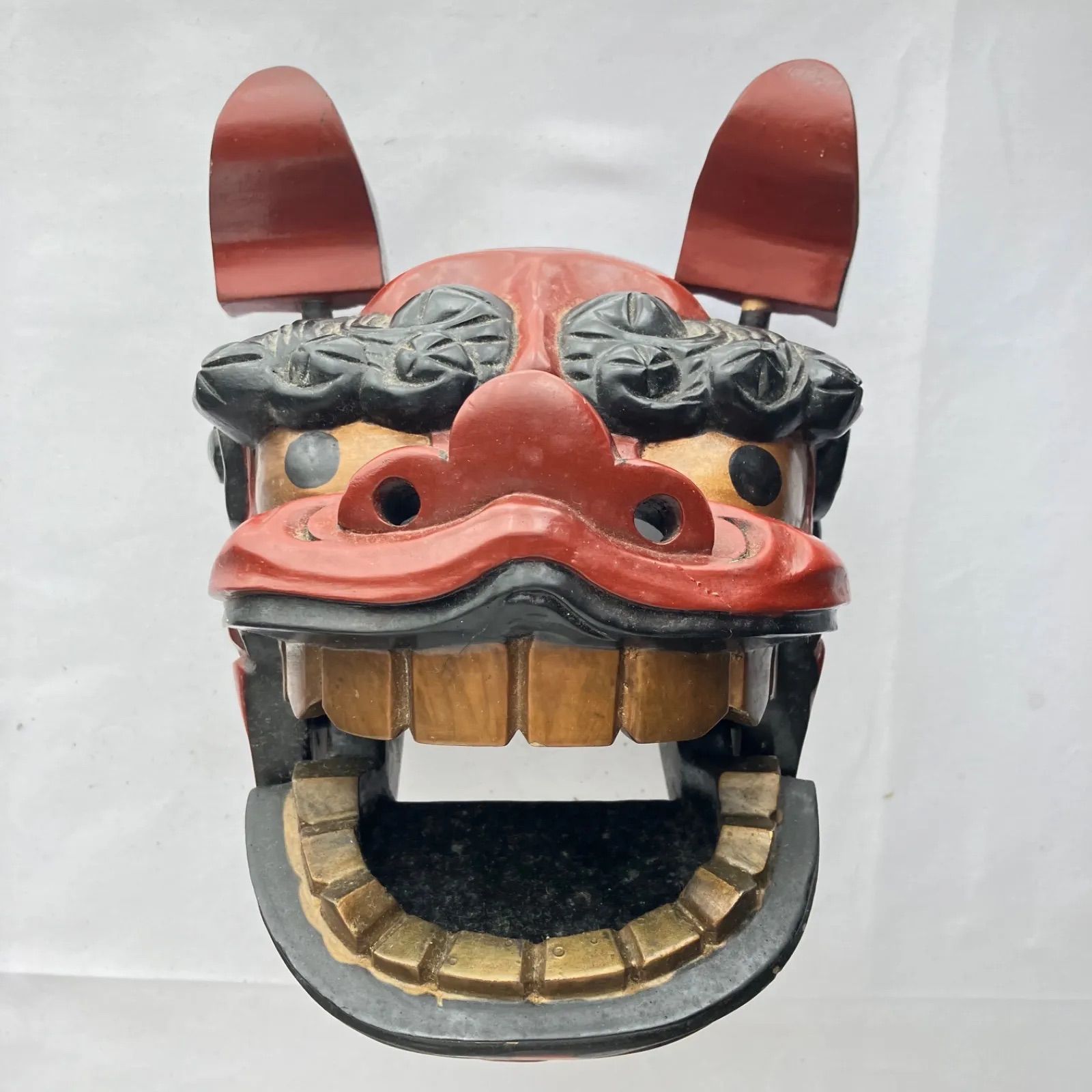 獅子頭 木彫 獅子舞 縁起物 彫刻 伝統工芸品 美術品 コレクション アンティーク