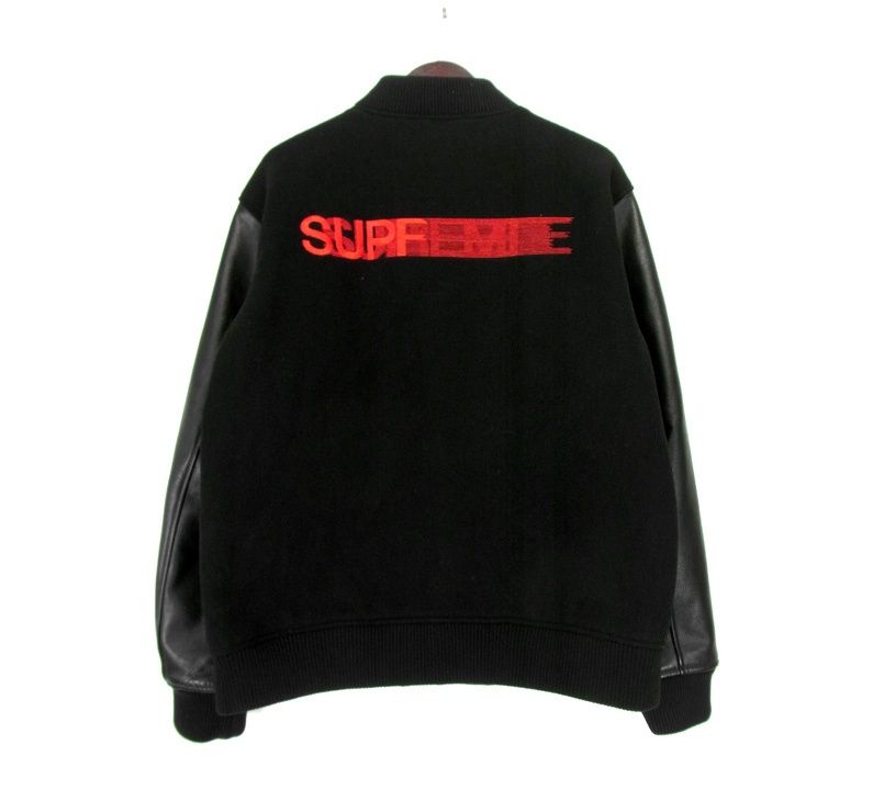 シュプリーム Supreme □ 18AW 【 Motion Logo Varsity Jacket 】 モーション ロゴ 刺繍 レザー 切り替え  バーシティ ジャケット w19171 - メルカリ