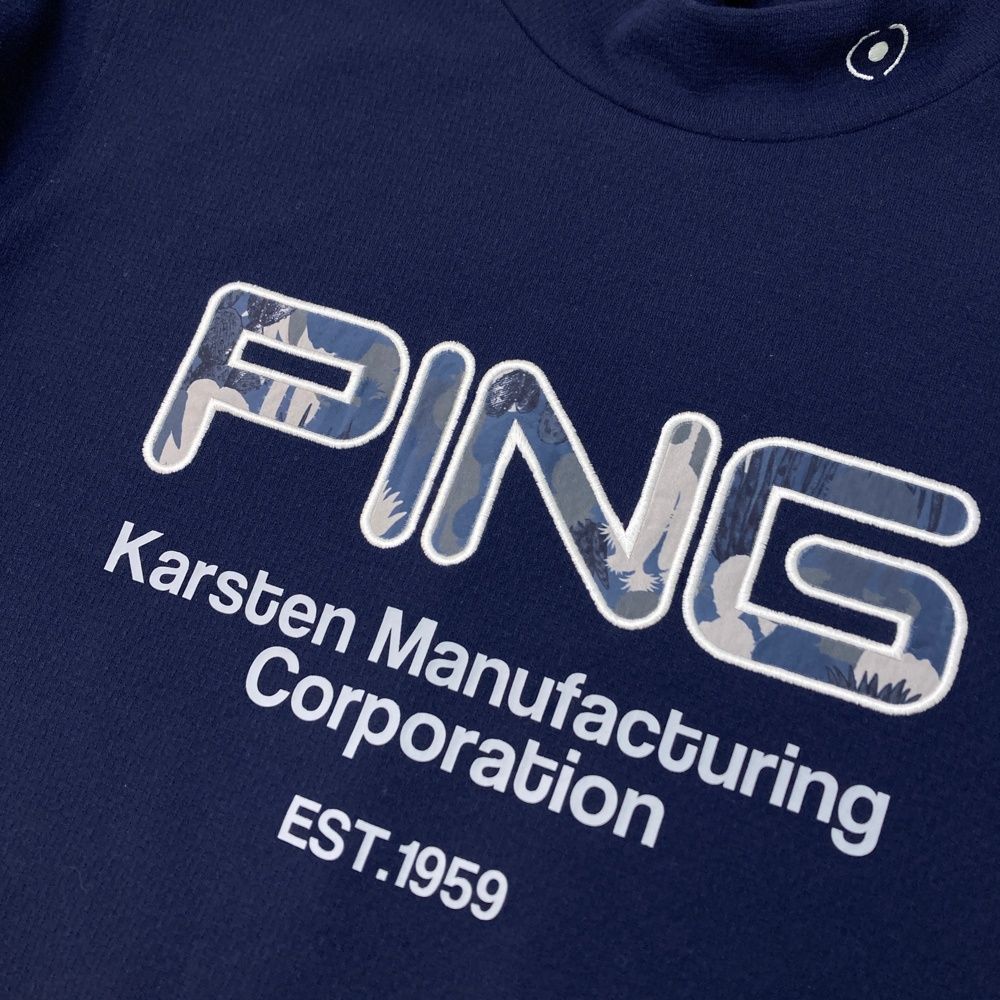 PING - PING ハイネック ロゴ入 半袖Tシャツ ネイビー LL 【新品】 ピン サイズ：M PING ピン ハイネック 半袖Tシャツ ネイビー系