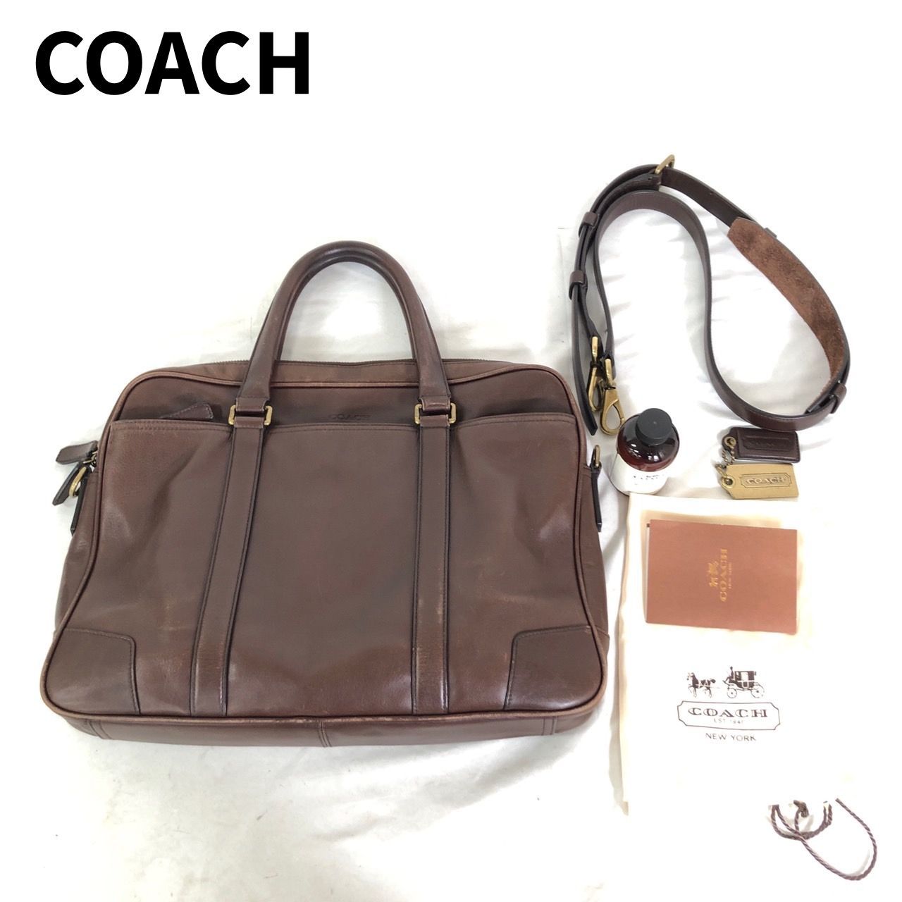 送料込 美品☆COACH レザー 2WAY ブリーフケース 五月蝿く オールド コーチ 