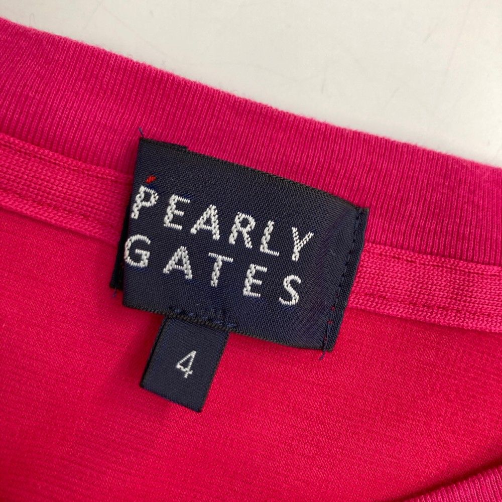 サイズ：4 PEARLY GATES パーリーゲイツ  バックプリント クルーネック半袖Tシャツ  ピンク系 [240101446129] ゴルフウェア メンズ ストスト PEARLY GATES パーリーゲイツ バックプリント クルーネック半袖T