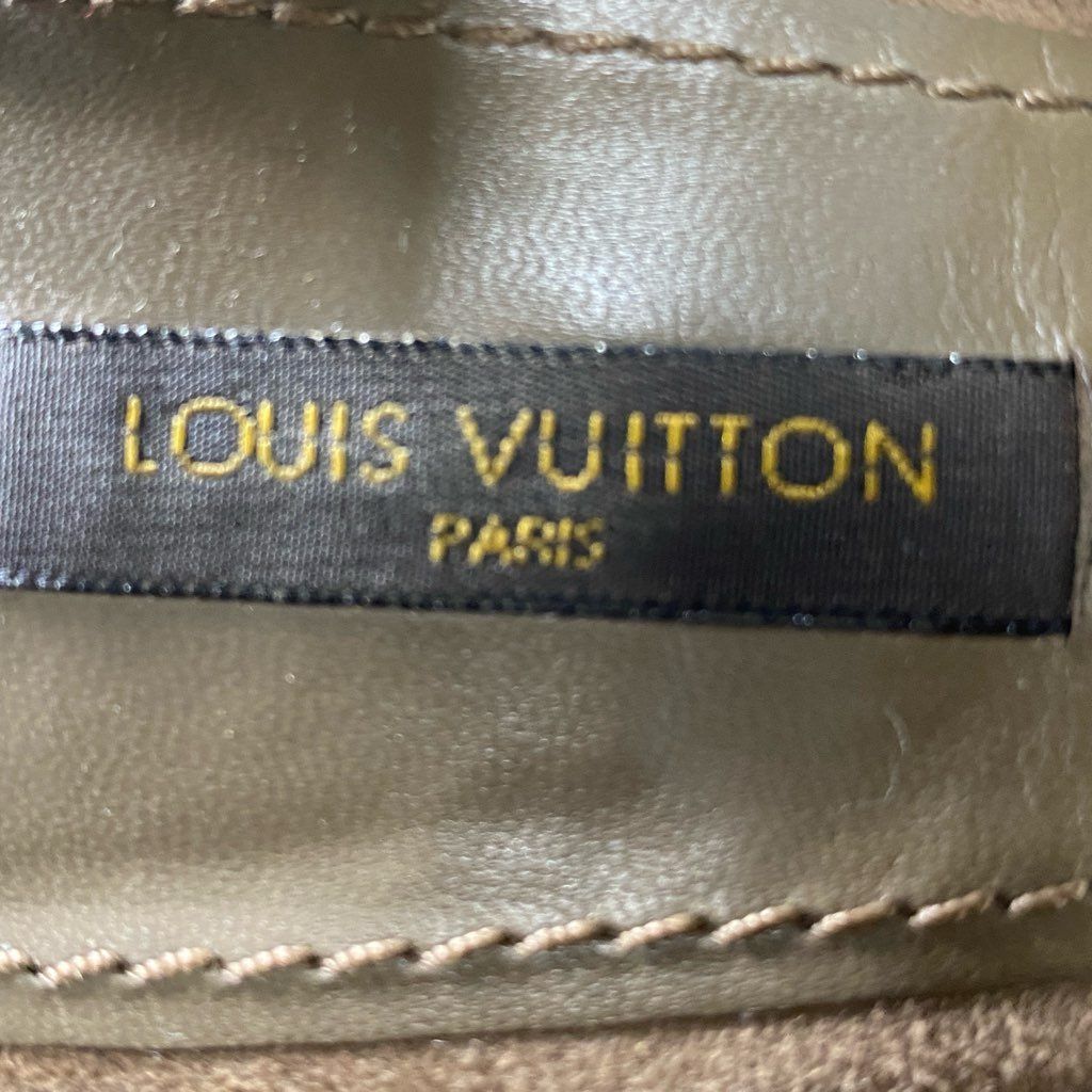 2f14 LOUIS VUITTON ルイヴィトン スウェードレザー ストラップベルトサンダル ウェッジソール 37 スエード イタリア製 シューズ ゴールド