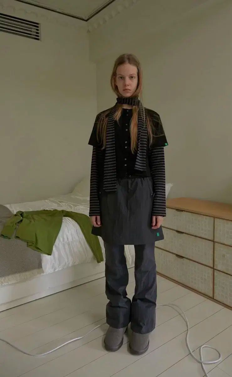 NOCONTENT Shirring Skirt Pants Charcoal