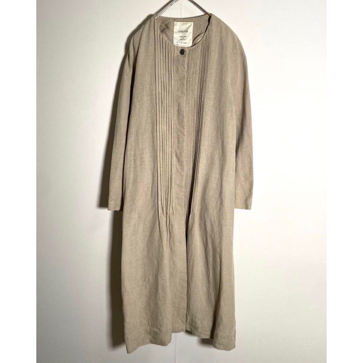 リゼッタ ピンタック リネン100% コートワンピース ベージュ キナリ 36
